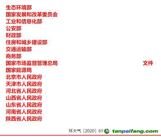 關于印發(fā)《京津冀及周邊地區(qū)、汾渭平原2020-2021年秋冬季大氣污染綜合治理攻堅行動方案》的通知【環(huán)大氣〔2020〕61號】